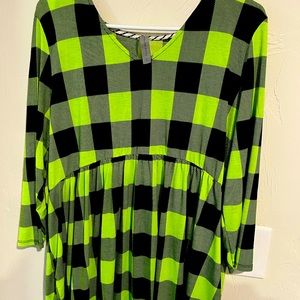 Xl Lime Green and Black Plaid Gabby